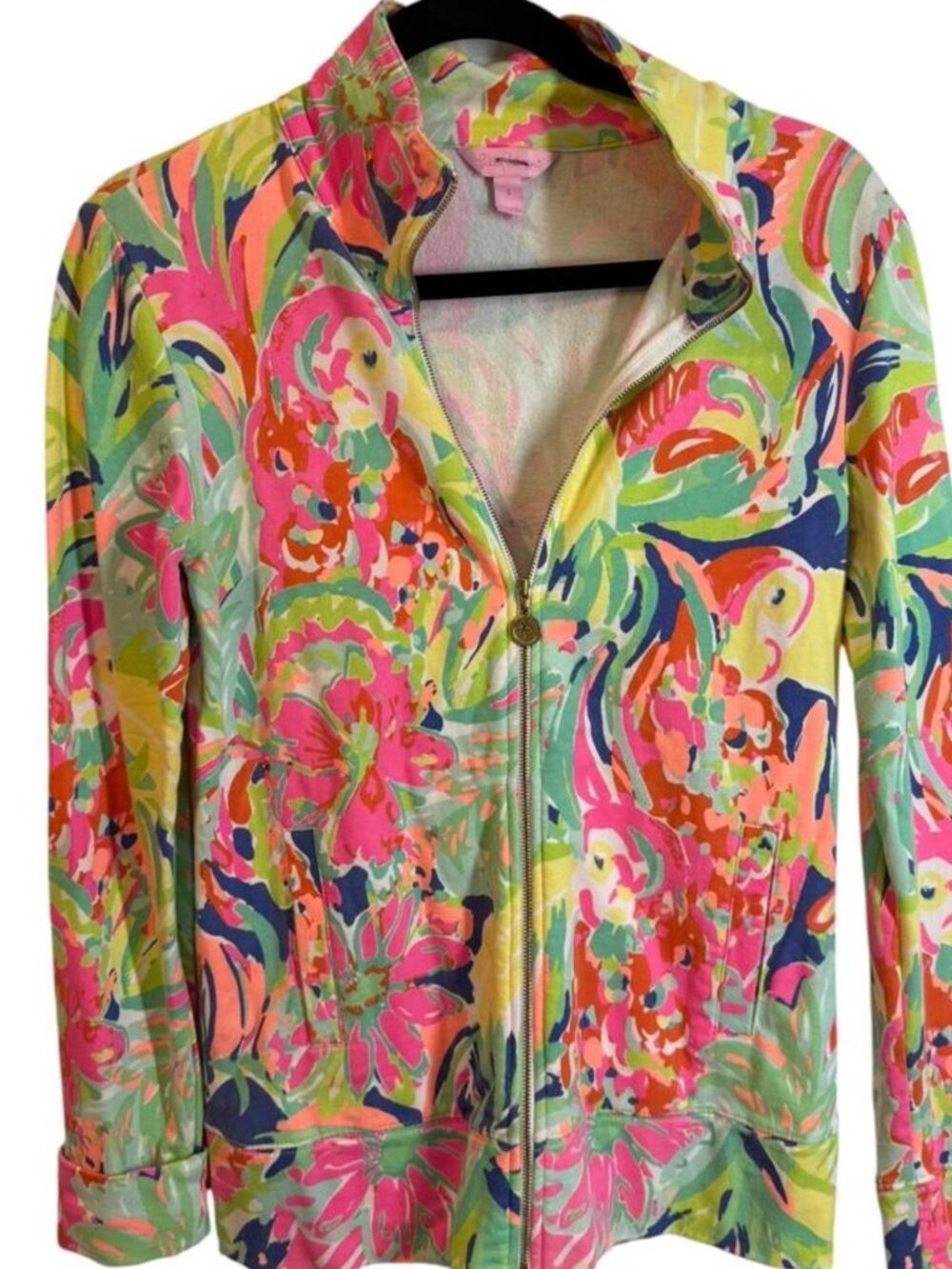 Lilly Pulitzer Reagan Zip Up Stretch Jacket in "Casa Banana" Size Small